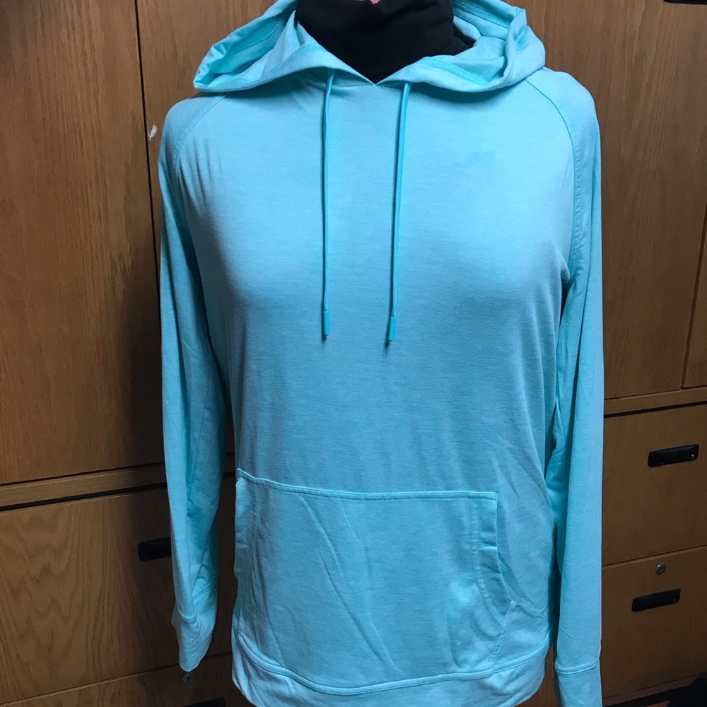 Ladies light teal hoodie.